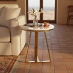 Gold Round Marble End Table - Image 2