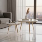 Gold Classic Round Marble Nesting Tables | Set of 2 - Image 2