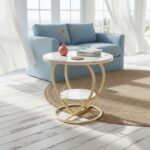 Luxury Gold and White Marble Round Side Table