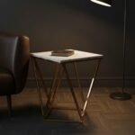 Gold Square Marble End Table