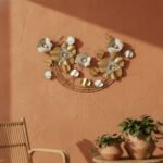 Gold White Floral Metal Wall Art - Image 2