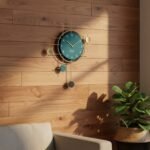 Golden Blue Circles Wall Clock - Image 2
