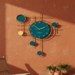 Golden Blue Circles Wall Clock