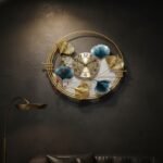 Golden Blue Ginkgo Metal Wall Clock - Image 2