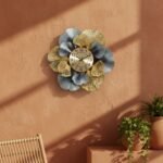 Golden Blue Leaf Wall Clock - Image 2