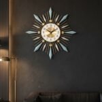 Golden Blue Spiked Wall Clock