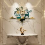Golden Deer Metal Wall Clock Large