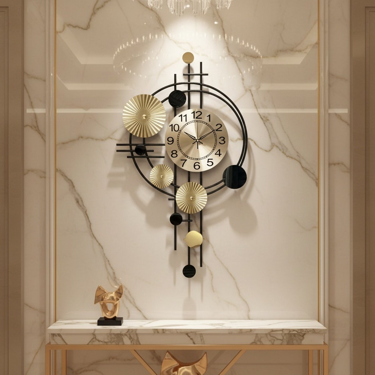 golden-disc-metal-wall-clock-ah-8121139888328-1 Golden Disc Metal Wall Clock - Image 1