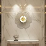 Golden Floral Metal Wall Clock - Image 2