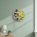 Golden Flower Metal Wall Clock Large - Image 2