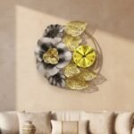 Golden Flower Metal Wall Clock Large - Image 3