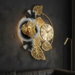 Golden Flower Metal Wall Clock - Image 2