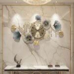 Golden Ginkgo Large Metal Wall Clock