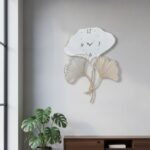 Golden Ginkgo Metal Wall Clock
