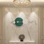 Golden Green Circles Metal Wall Clock