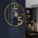 Golden Grid Metal Wall Clock