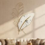 Golden Leaf Metal Wall Clock - Image 2