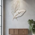 Golden Leaf Metal Wall Clock