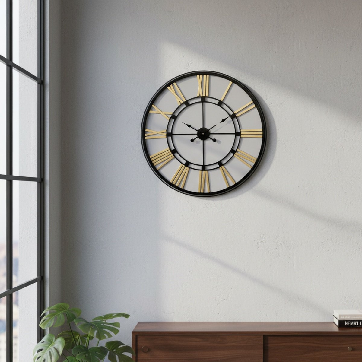 golden-roman-numeral-wall-clock-ah-8121142739144-1 Golden Roman Numeral Wall Clock - Image 1