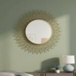 Golden Round Metal Wall Mirror - Image 2