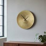 Hammered Golden Metal Wall Clock