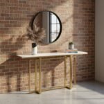 Intercrossed Gold Marble Console Table