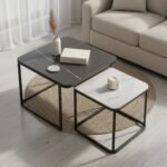 Marble Square Nesting Table Set of 2 - Image 3