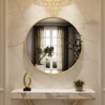Matte Gold Round Metal Wall Mirror