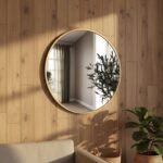 Matte Gold Round Metal Wall Mirror - Image 2