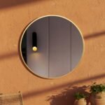 Matte Gold Round Metal Wall Mirror - Image 3