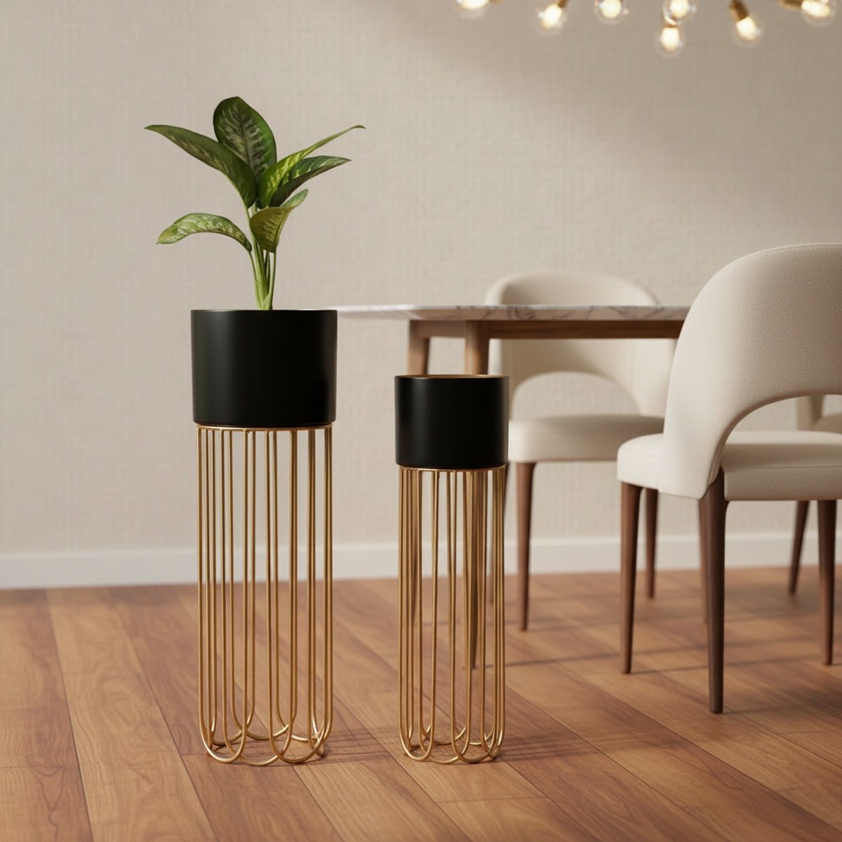 minimal-black-metal-planter-set-of-2-ah-8121127174344-1 Luxury Black and Gold Metal Floor Planter Set of 2 - Image 1