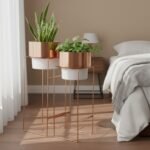 Luxury Rose Gold Metal Planter Set of 2