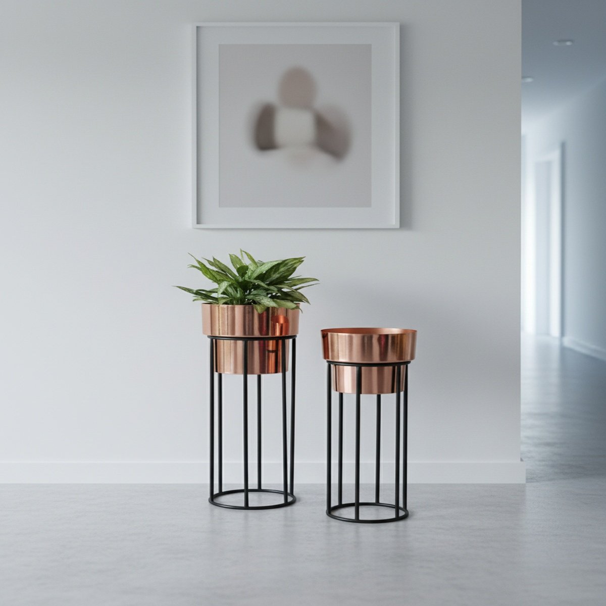 rose-gold-black-cylindrical-planter-set-of-2-ah-8121136480456-1 Rose Gold Black Cylindrical Planter Set of 2 - Image 1