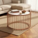 Rose Gold Cage Marble Coffee Table - Image 2