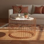 Rose Gold Cage Marble Coffee Table - Image 3