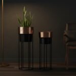 Roselyn Rose Gold Floor Planter Set of 2