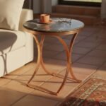 Round Rose Gold Marble End Table - Image 2