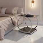 Square Black Glass Ring Side Table