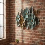 Teal Gold Floral Metal Wall Art - Image 2