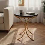 Twisted Gold Black Marble End Table - Image 2