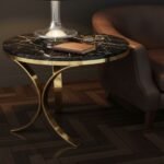 Twisted Gold Black Marble End Table - Image 3