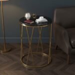 Twisted Gold Black Marble End Table