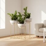 White and Gold Ovate Planter (Set of 3)