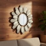 White Feather Metal Wall Mirror - Image 3