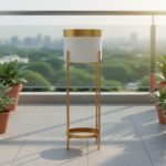 White and Gold Metal Planter Set of 2 - Image 3