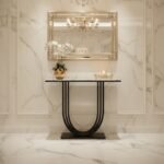 White Marble Black Arch Console Table