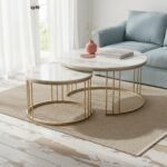 White Marble Gold Nesting Table Set of 2