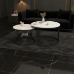 White Marble Nesting Table Set with Shelf - Image 2
