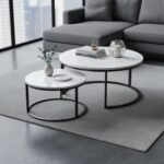 White Marble Round Nesting Tables | Set of 2 - Image 2