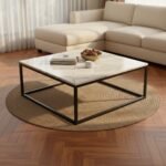 White Marble Square Coffee Table - Image 2